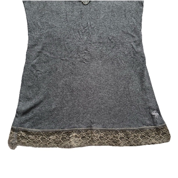 Abercrombie & Fitch Y2K Ribbed Lace Trim Bow Cami Tank Top Small Coquette Gray - Picture 3 of 7